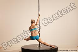 Underwear Gymnastic poses Woman White Moving poses Slim long blond Dynamic poses Academic